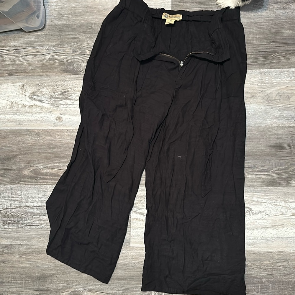 Democracy high rise wide leg midi linen pants